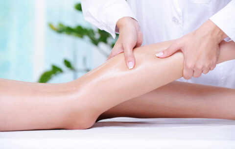 Massaging of the human leg